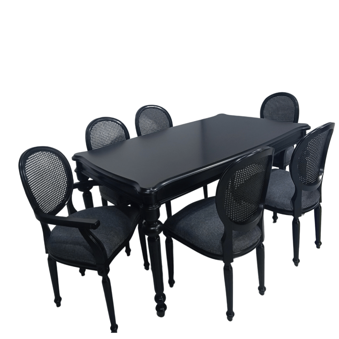 cavallo siyah lake yemek masası takımı