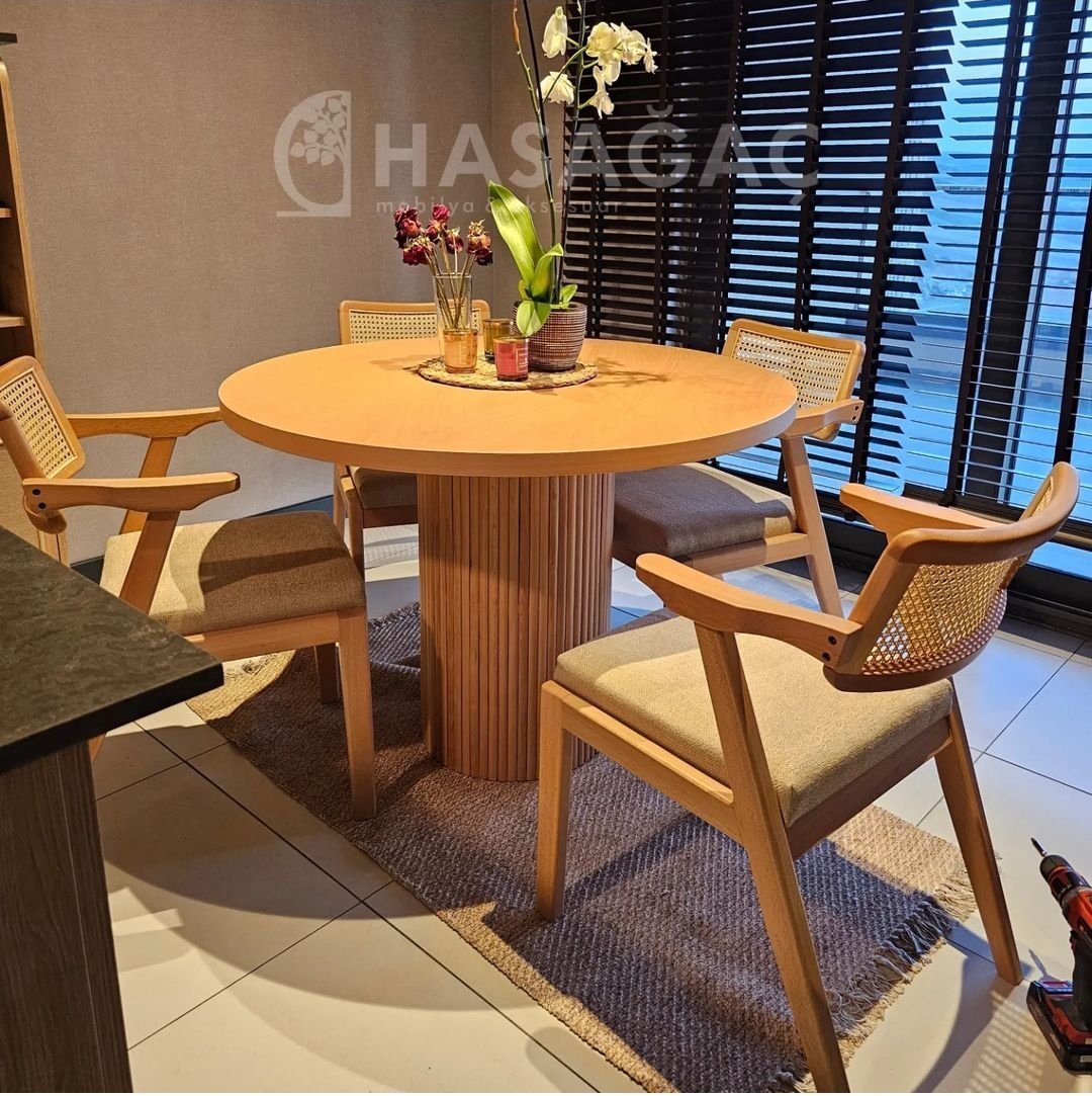 yuvarlak yemek masası takımı